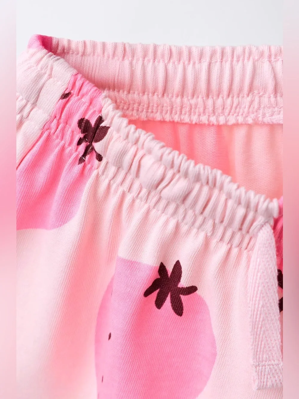 Kids Pink Strawberry Print Pajama Set